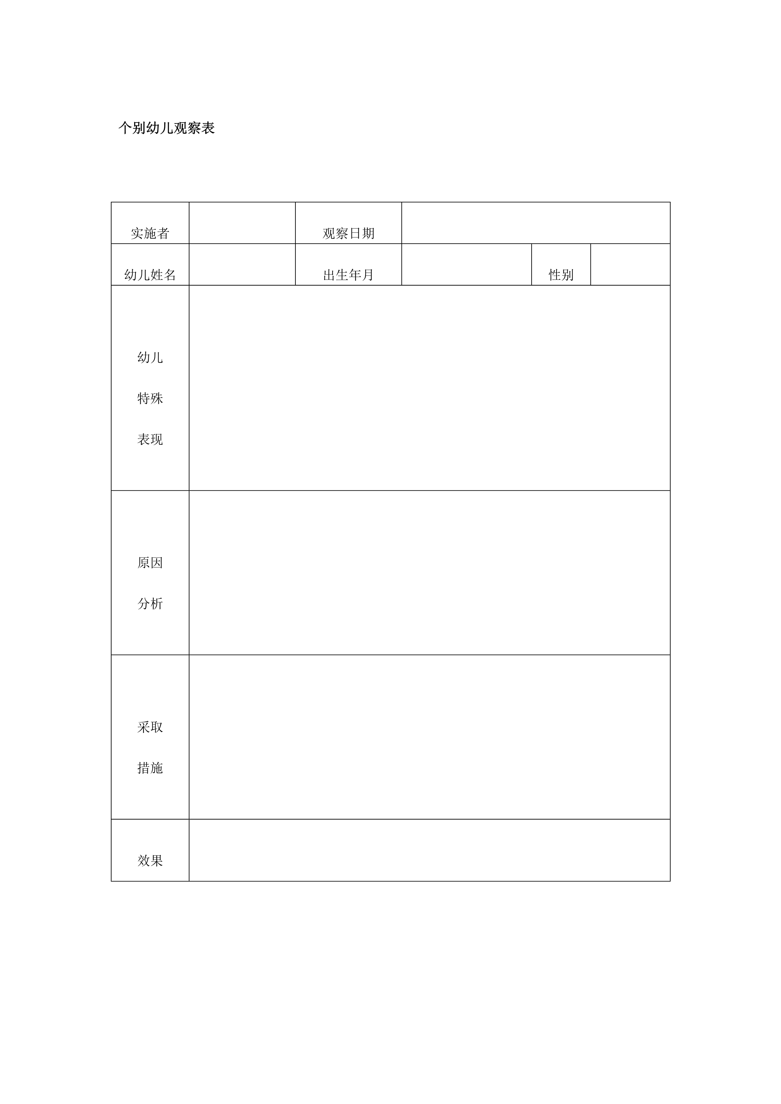 个别幼儿观察表
